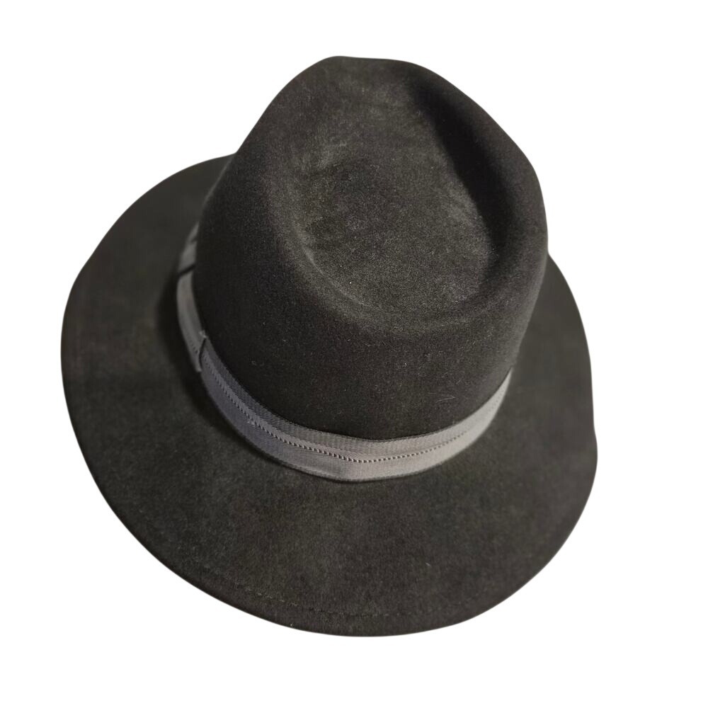 Sunday Afternoons Black Wool Fedora Hat Wide Brim UPF 50+ Large Herringbone Band - Picture 2 of 6